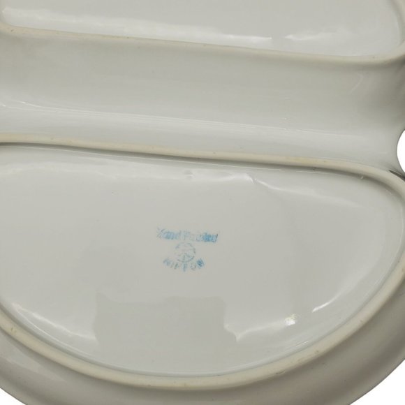 VTG Nippon Porcelain Handle Dish Basket Hand Painted Candy Dish Mint  White Gold - Picture 7 of 9